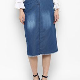 StyleStone Women Blue Washed Denim Straight Skirt-picture-45