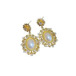 Anouk Korean Gold Plated Artificial Stones Studded Oval Shaped Drop Earrings image 5