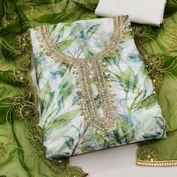SAINOOR Embellished Organza Semi-Stitched Dress Material-image-76