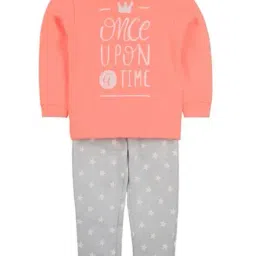 Cherry Crumble By Nitt Hyman Kids Peach & Grey Printed Night suit-image-29