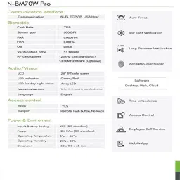 bio max Biomax Bm70w Pro WiFi Face Biometric attendance and Access Machine with inbuilt Battery image 4