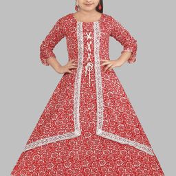 Nickys Disegno girls Floral Print Net Maxi Dress-40