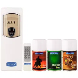 Airance Automatic Room Freshener Dispenser Machine with 250 ml Each Musk,Khus (Vetiver) & Oud Wood Fragrance Spray Bottle (Pack of 4)-image-37