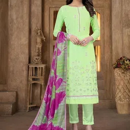 SHADOW & SAINING Floral Embroidered Sequinned Silk Georgette Semi-Stitched Dress Material-image-17