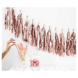 AMFIN Pack of 2 Party Decorative Foil Tassels Garland For Baby Shower - Rosegold-image-67