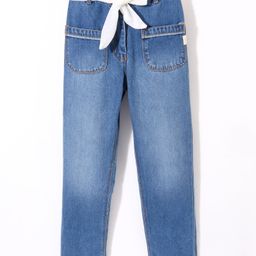 Little Kangaroos 100% Cotton Ankle Length Solid Color Denim Jeans - Light Blue-image-64