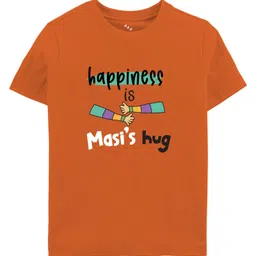 Zeezeezoo Half Sleeves Masi & Baby Theme Happiness Is Masi's Hug Printed Tee - Orange-picture-47