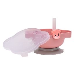Adore Akita! Baby Feeding Bowl With Suction Base and Bendable Cutlery with Straw - Pink-24