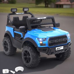 Battery Operated Ride On Jeep With Music and Lights - Blue-0