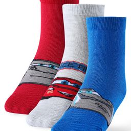 Cute Walk by Babyhug Disney Anti Bacterial Ankle Length Socks with Cars Graphics Pack of 3 - Multicolour-image-76