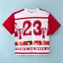Kookie Kids Half Sleeves T-Shirt 23 Print - Red-image-13