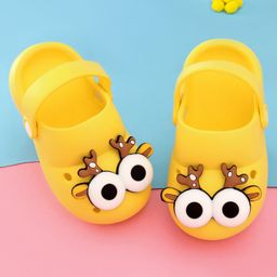 Oh! Pair Slip On Clogs With Back Strap Closure & Reindeer Applique - Yellow-picture-6