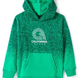 Doreme Lycra Knitted Full Sleeves Pullover Hooded Sweatshirt With Text Print & Kangaroo Pockets -  Green-image-59