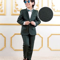 Mark & Mia Cotton Woven Full Sleeves Solid Colour 3 Piece Party Suit With Bow - Charcoal Grey-image-86