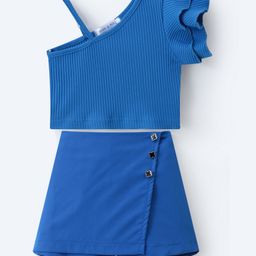 Mark & Mia Sleevesless Textured Top & Skorts Set - Blue-image-99