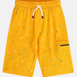 MINI KLUB Cotton Aeroplane Printed Shorts - Mustard-image-39