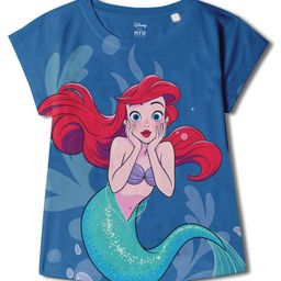 Wear Your Mind Disney The Little Mermaid Featuring Half Sleeves Ariel Printed Top - Royal Blue-image-79