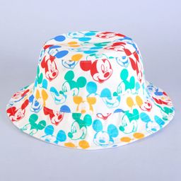 Babyhug Disney Cotton Woven Summer Cap With Mickey Mouse Family Print White - Diameter 16.2 cm-picture-11