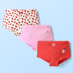Pine Kids Cotton Elastane Knit Hipsters With Strawberry Print Pack of 3 (Color May Vary)-image-71