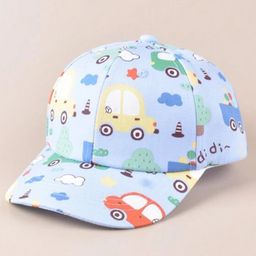 Ziory Cotton Cars Designed Baseball Cap - Light Blue-30