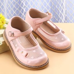 Babyoye Velcro Closure Ballerina With Bow Applique & Heart Detailing - Pink-image-34