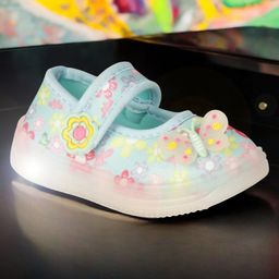 Lil Lollipop Floral & Butterfly Applique Detailed LED Ballerinas - Green-picture-27