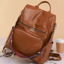 SYGA Women's Backpack, Cross Border Anti-Theft Simple Travel Bag (Brown)-picture-17