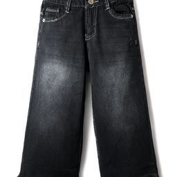 Olio Kids Denim Woven Full Length Solid Coloured Jeans - Black-picture-15