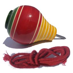 Funwood Games Wooden Spinning Tops Toys it Includes a Wooden Spinning Lattoo with Rope  a Wooden Umbrella String Top a Round Wind Up Top and a Bhingri Combo of 4 Toys - Assorted Color image 2