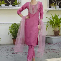 PPTOSS Women Ethnic Motifs Yoke Design Regular Kurta with Trousers & With Dupatta-image-5
