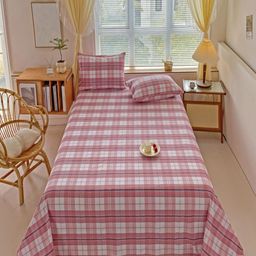 JC HOME Pink & White Geometric King Bedsheet with 2 Pillow Covers-image-98