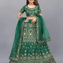 Aika Embroidered Thread Work Semi-Stitched Lehenga & Unstitched Blouse With Dupatta-picture-27