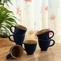 ExclusiveLane 'Mariana Blues' Blue & Brown Set Of 6 Cups & Mugs-picture-29