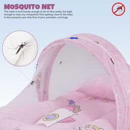 Baybee Baby Bedding Set Newborn Mattress with Mosquito Net & Neck Pillow Portable Sleeping Nest - Pink image 5