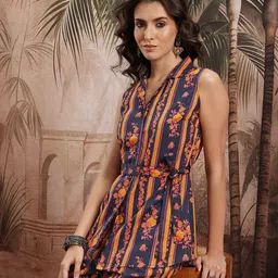 Sangria Floral Print Striped Cotton Co-Ords-picture-46