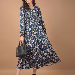 Crimsoune Club Print Puff Sleeve A-Line Maxi Dress-picture-20