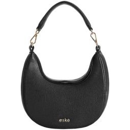 Eske Black Solid Large Hobo Handbag-image-49