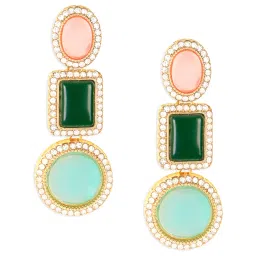 Zaveri Pearls Multicolor Stones Ethnic Austrian Diamonds Embellished Drop Earring-ZPFK17547 image 3