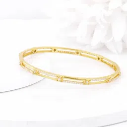 GIVA 925 Silver Golden Dual Line Bangle for Women & Girls-image-22