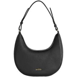 Eske Black Solid Medium Hobo Handbag-21