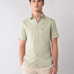 AD by Arvind Olive Cotton Self Shirt-image-78