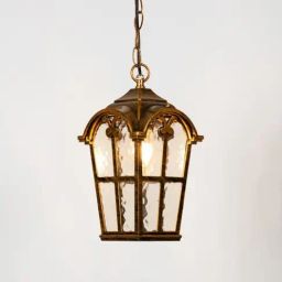 Whispering Homes Gold Metal Industrial Outdoor Hanging Light-image-1