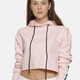 Campus Sutra Pink Full Sleeves Hooded Sweatshirt-image-42
