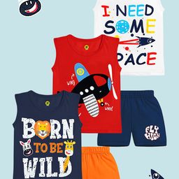 YK Boys Pack Of 3 Printed Round Neck T-Shirts With Shorts-image-45