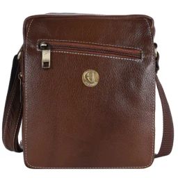 HiLEDER 100% Pure Genuine Leather Messenger Shoulder Handbag 9 inches Sling Cross Body Travel Office Tablet Flap with Chain Compartment Bag for Men and Women, Coffee-image-5