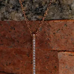 Praavy 92.5 Sterling Silver Diamond Queue Necklace for Women-image-28