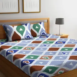 Klotthe Printed Multicolor 210 TC Cotton King Bedsheet with 2 Pillow Covers-picture-8
