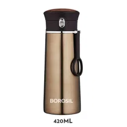 Borosil Brown Stainless Steel Hydra Travelease Vacuum Insulated Flask Water Bottle - 420 ml-0