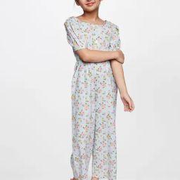 AND girl Powder Blue Floral Print Jumpsuit-image-86
