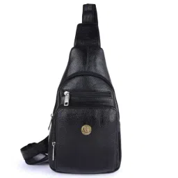 HiLEDER Black Textured Medium Leather 12 inch Backpack-44